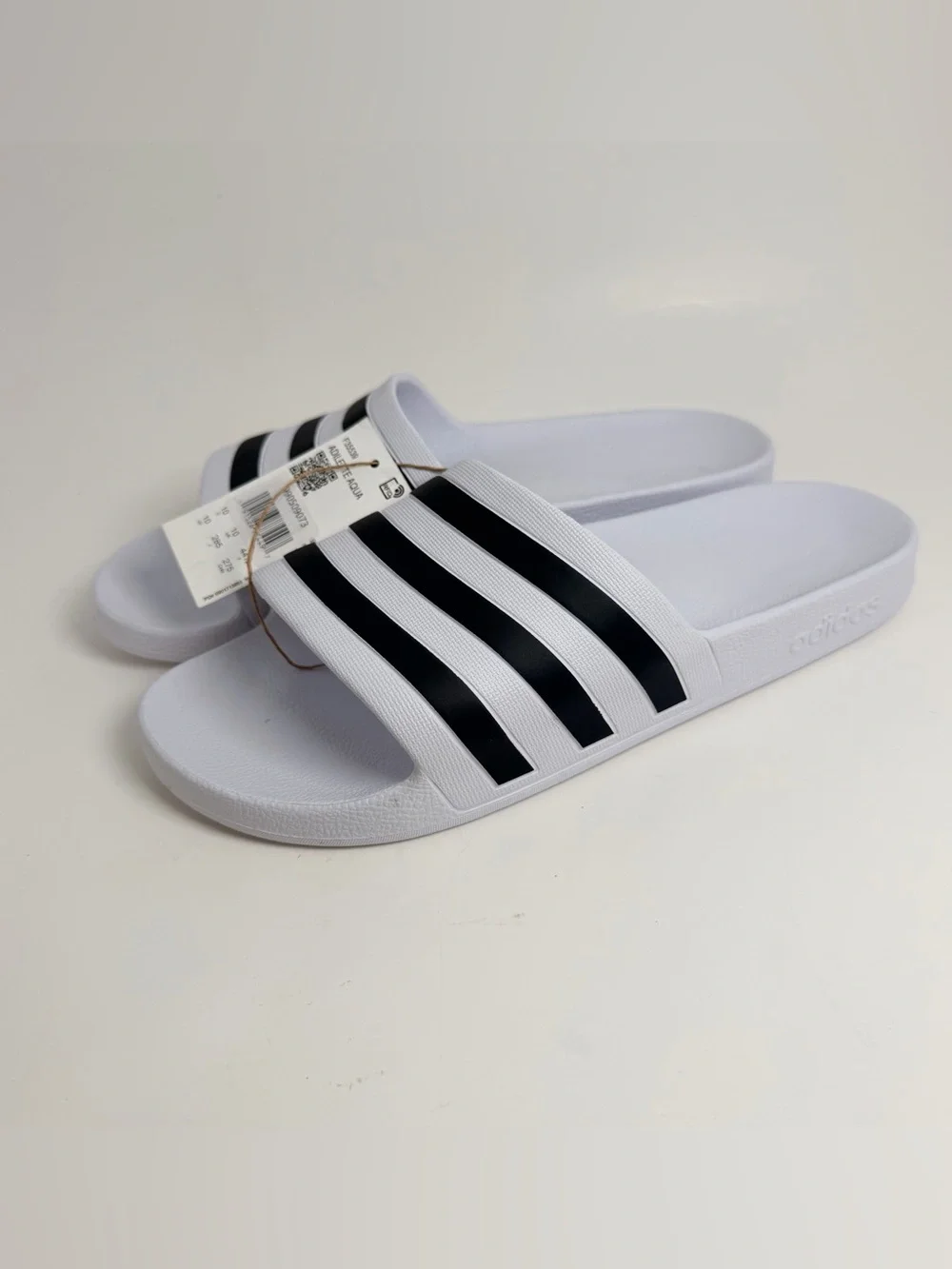 adidas White and Black Adilette Slide Sandals 181